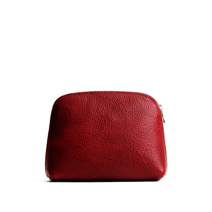 Chili Red*Classic | Compact leather pouch with top zipper