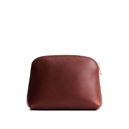 Cognac*Classic | Compact leather pouch with top zipper