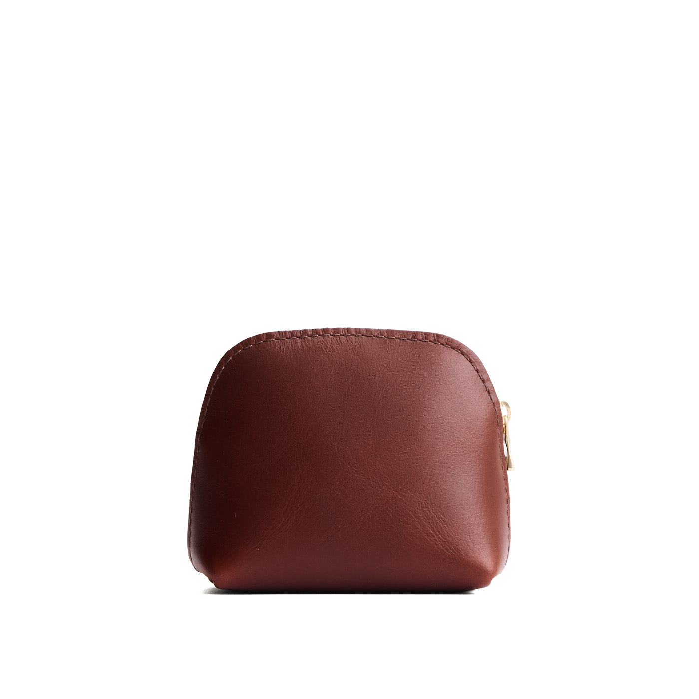 Cognac*Mini | Compact leather pouch with top zipper