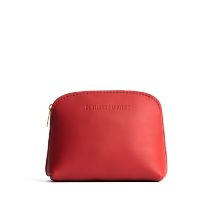 Crimson*Classic | Compact leather pouch with top zipper