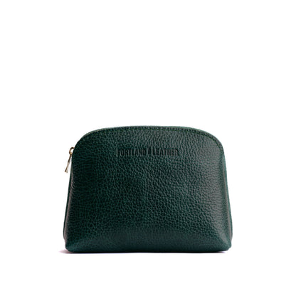 Forest Green*Classic | Compact leather pouch with top zipper