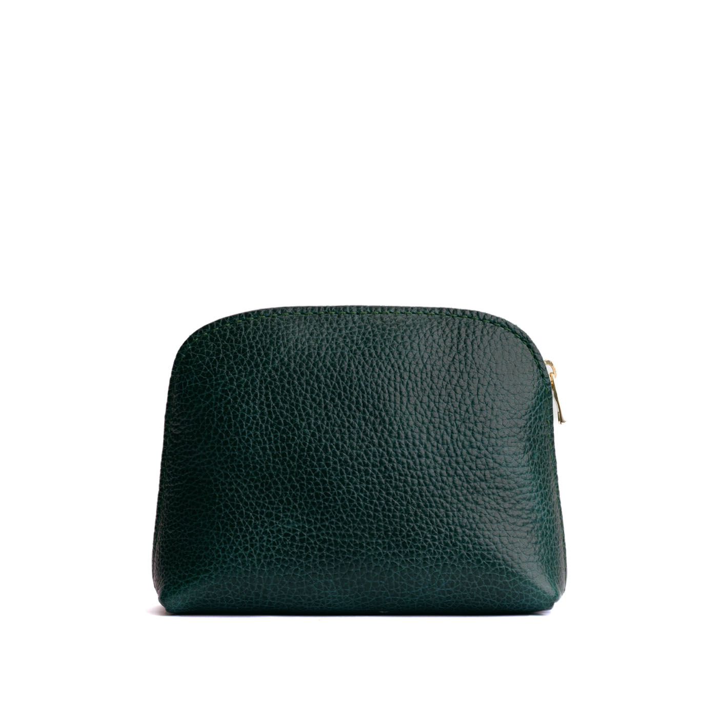 Forest Green*Classic | Compact leather pouch with top zipper