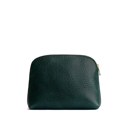 Forest Green*Classic | Compact leather pouch with top zipper