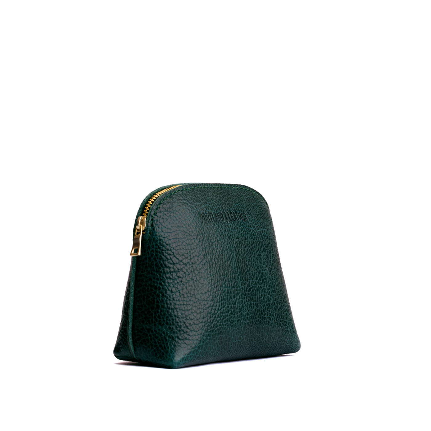 Forest Green*Classic | Compact leather pouch with top zipper