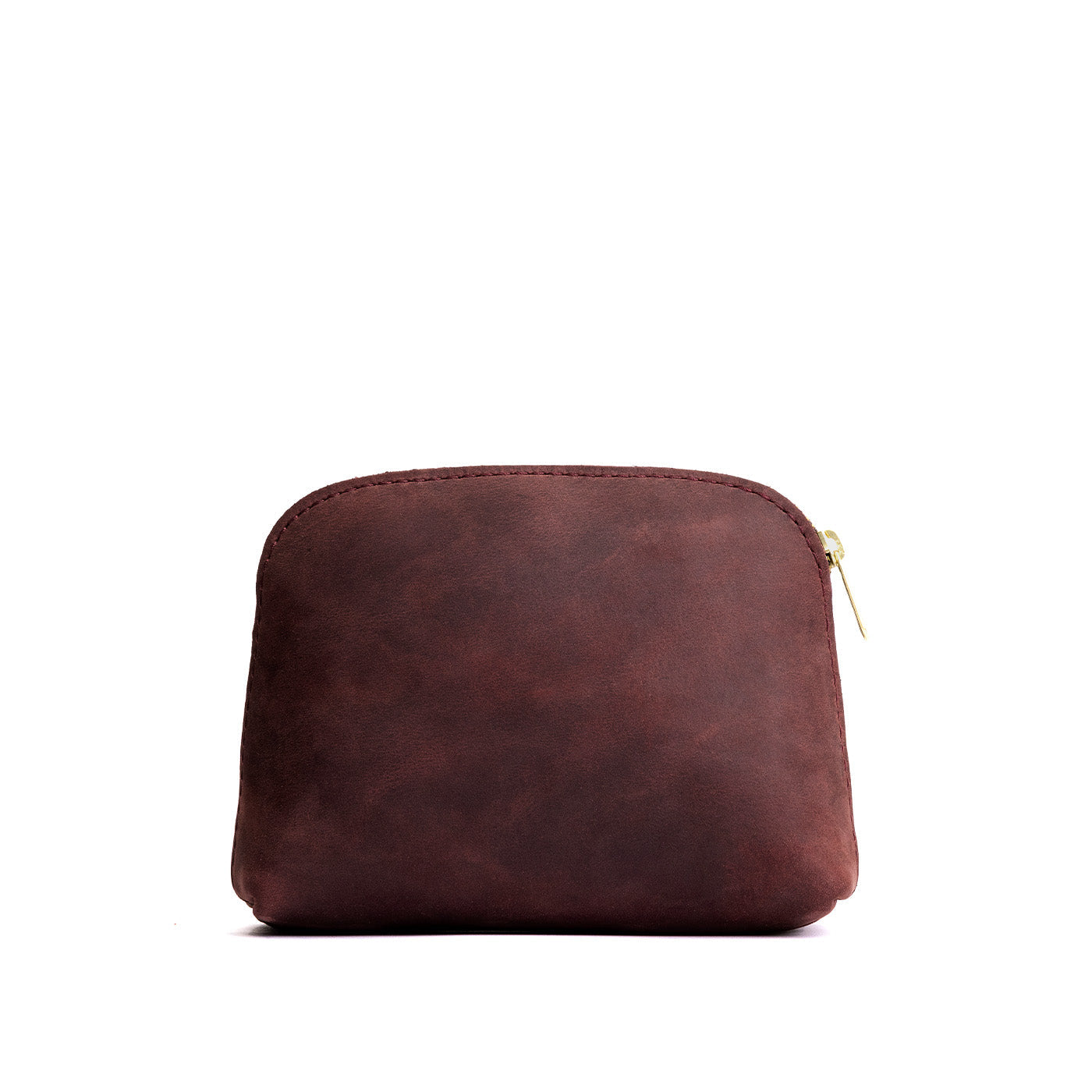 Merlot*Classic | Compact leather pouch with top zipper