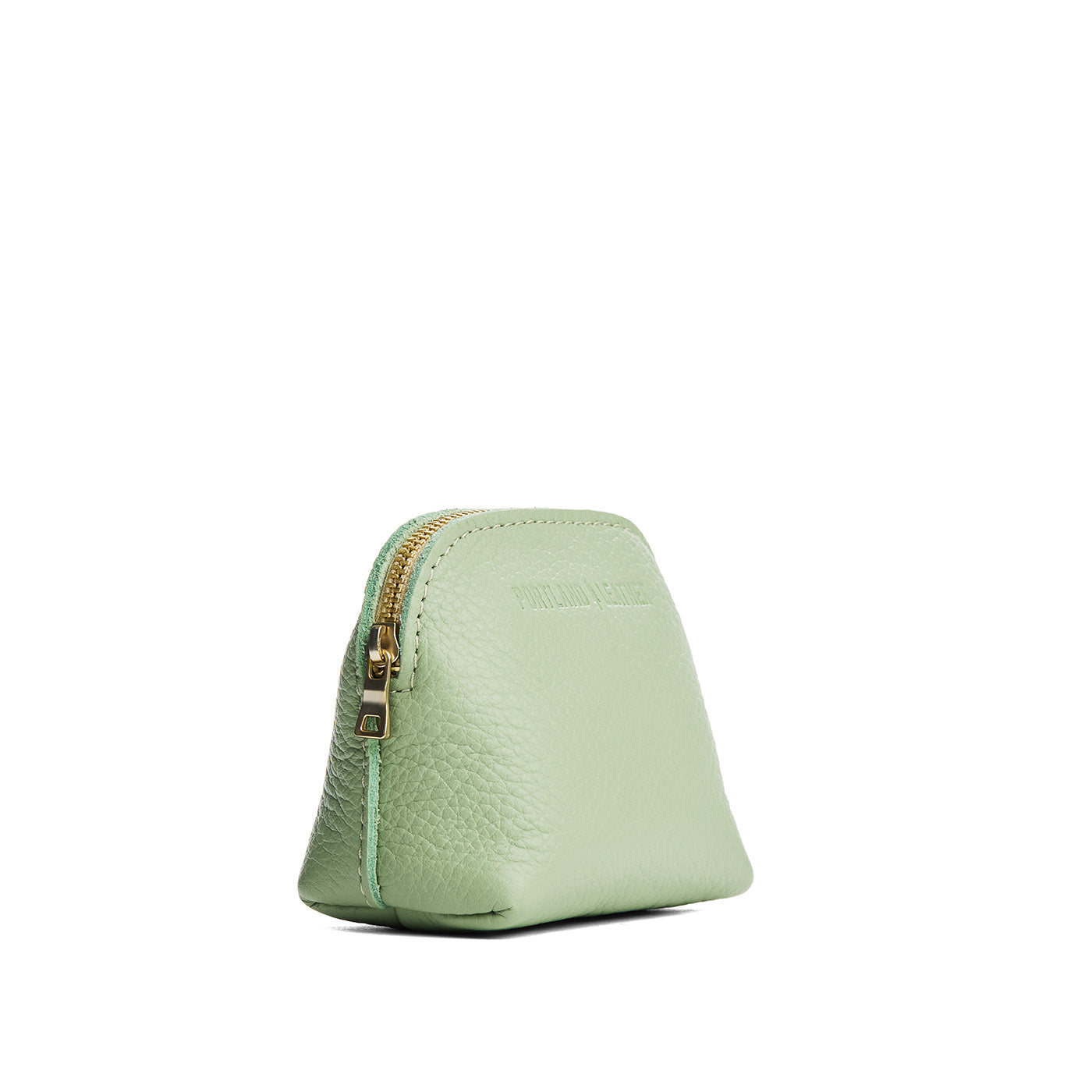 Pistachio*Mini | Compact leather pouch with top zipper