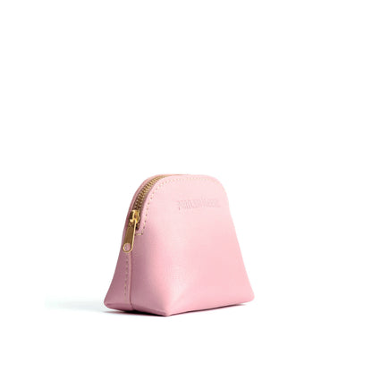 Vintage Pink*Mini | Compact leather pouch with top zipper