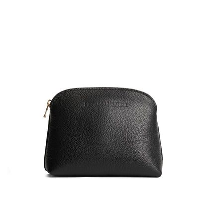Pebbled--black*Classic | Compact leather pouch with top zipper