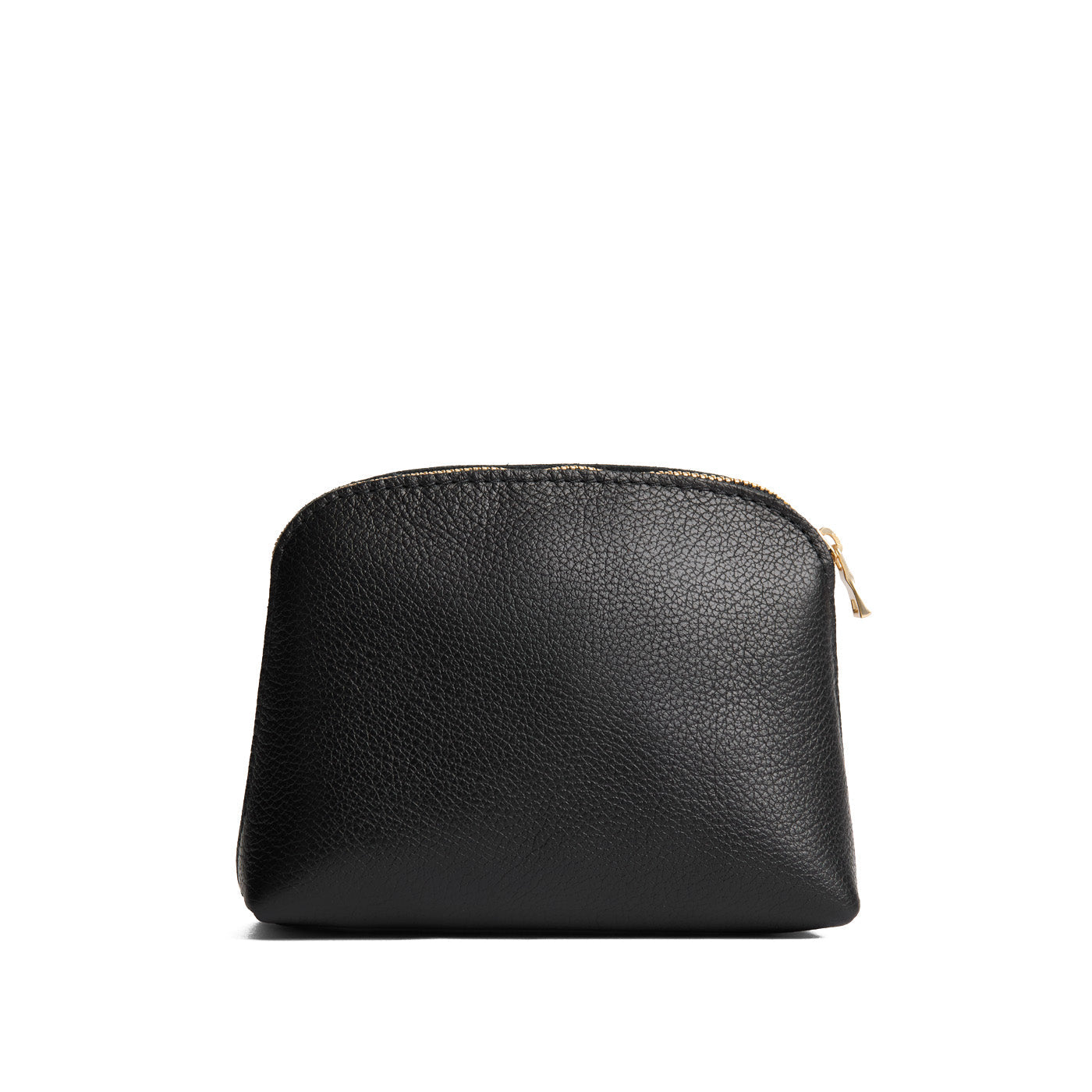 Pebbled--black*Classic | Compact leather pouch with top zipper