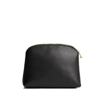 Pebbled--black*Classic | Compact leather pouch with top zipper