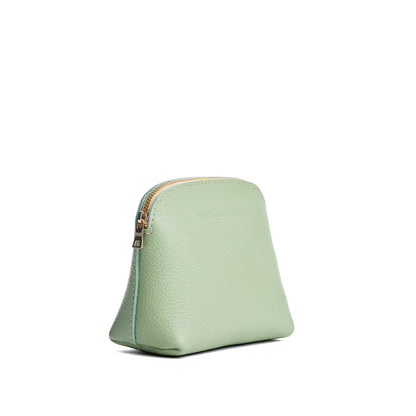Pistachio*Classic | Compact leather pouch with top zipper