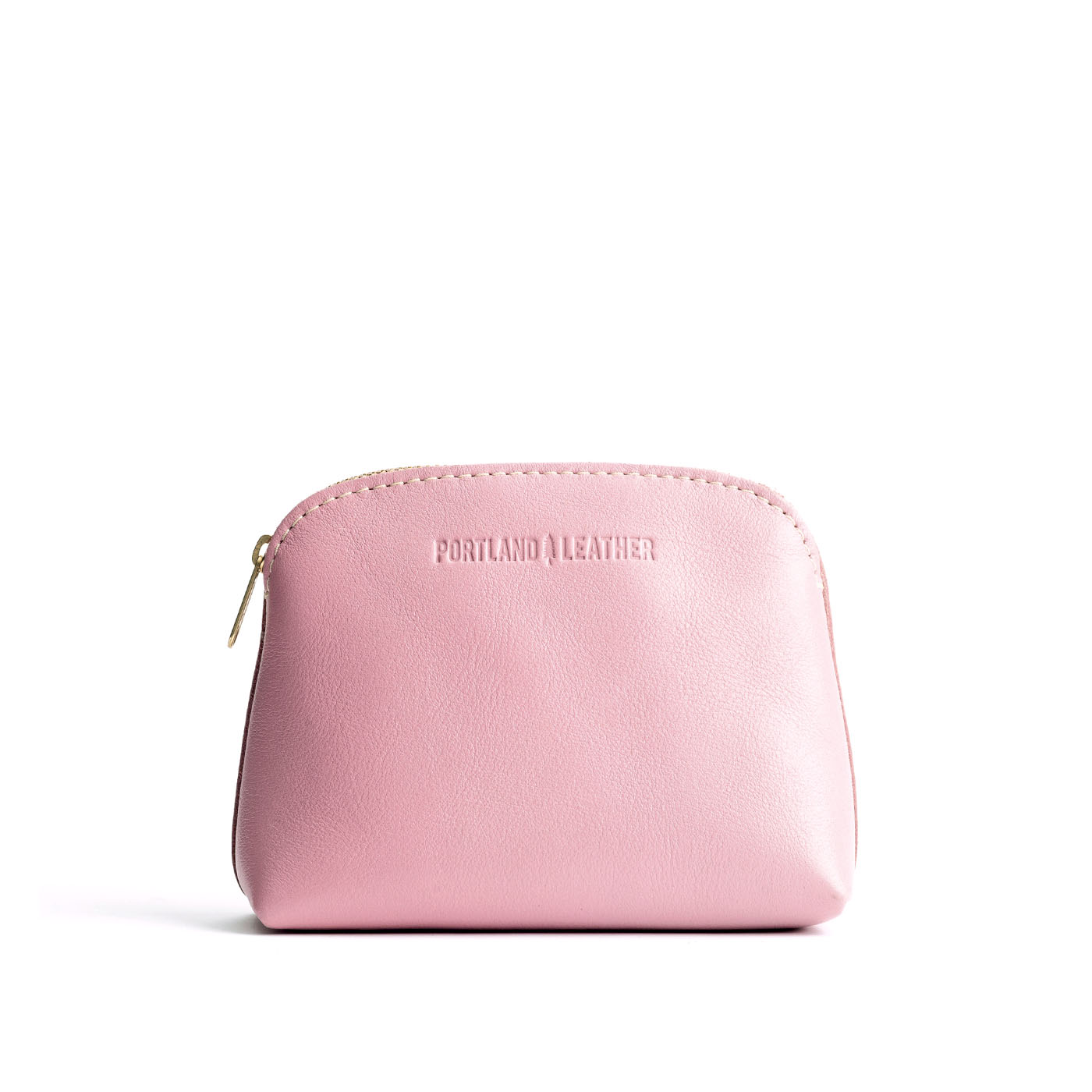 Vintage Pink*Classic | Compact leather pouch with top zipper