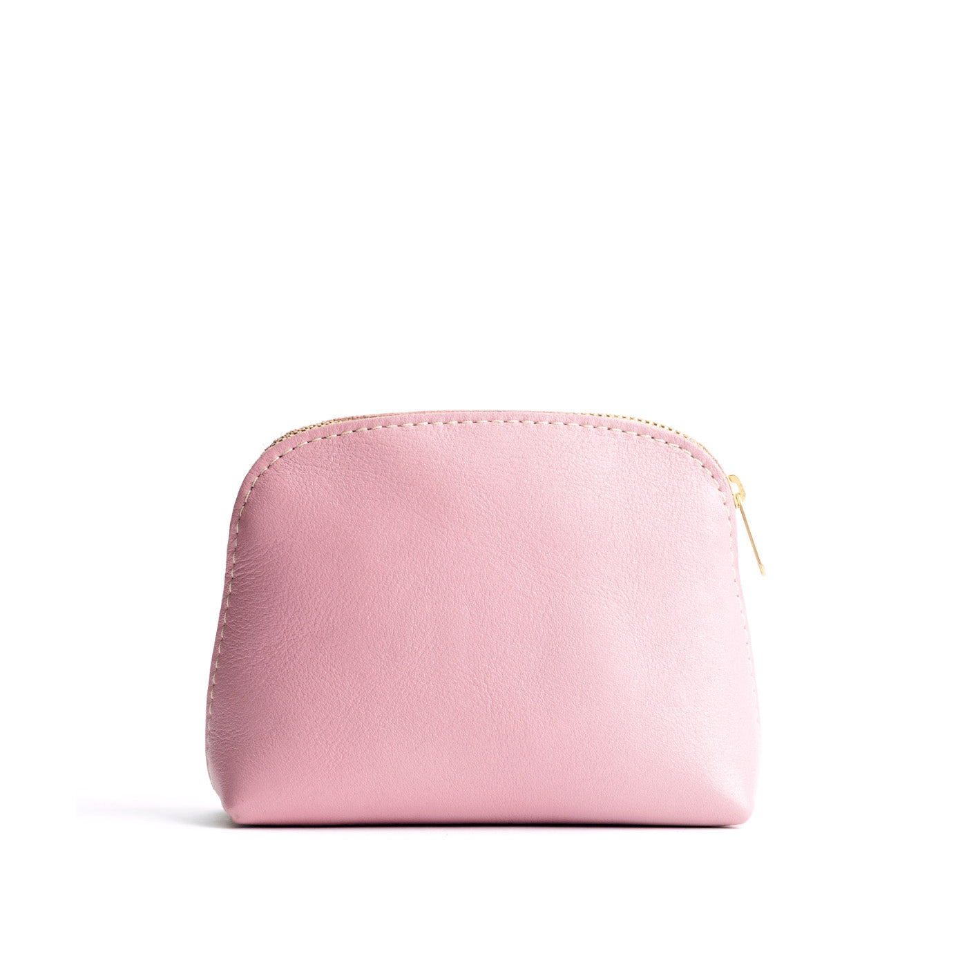 Vintage Pink*Classic | Compact leather pouch with top zipper
