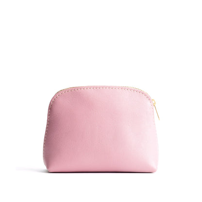 Vintage Pink*Classic | Compact leather pouch with top zipper