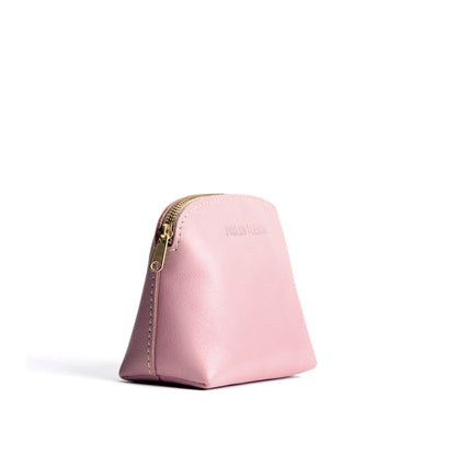 Vintage Pink*Classic | Compact leather pouch with top zipper