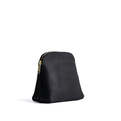 Shadow Black*Classic | Compact leather pouch with top zipper