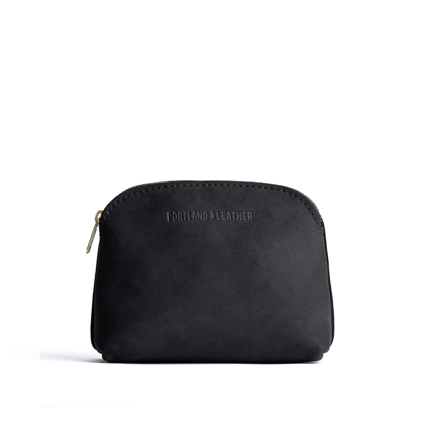 Shadow Black*Classic | Compact leather pouch with top zipper