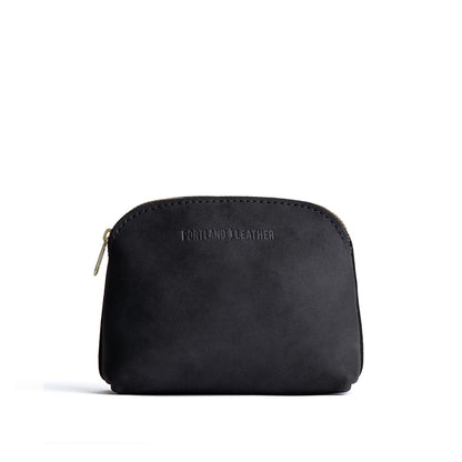 Shadow Black*Classic | Compact leather pouch with top zipper