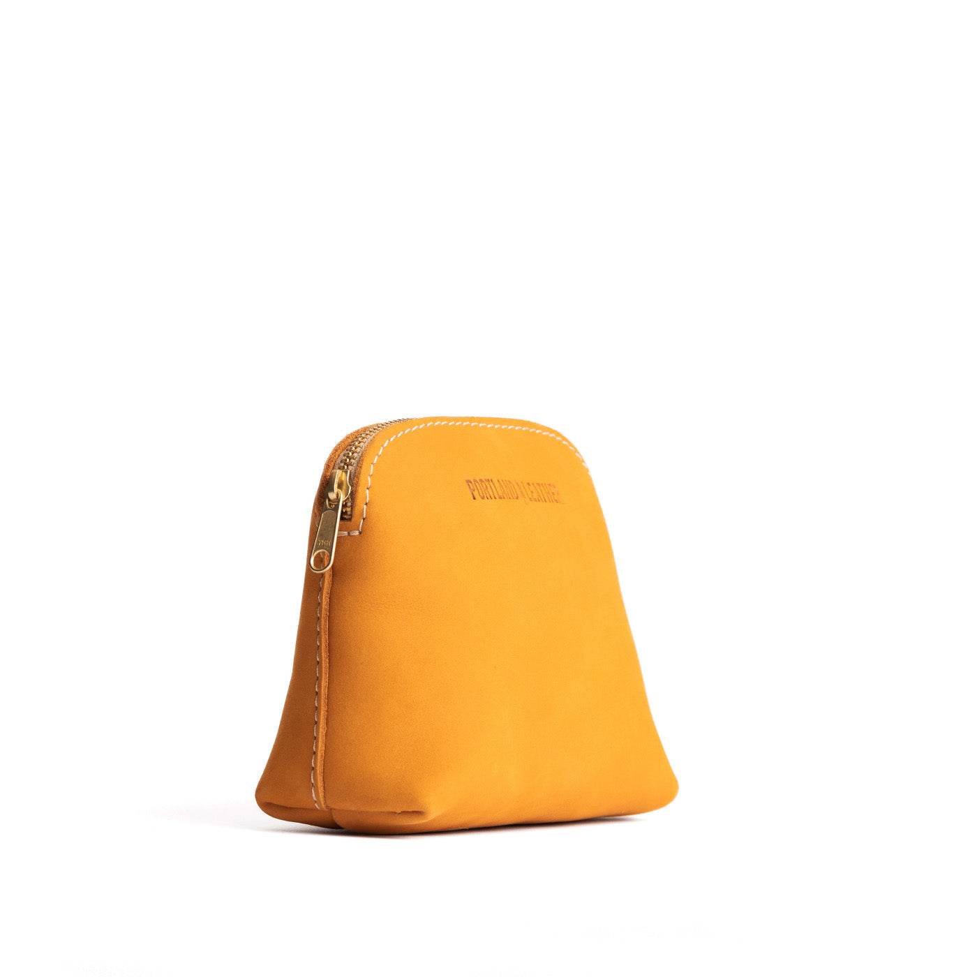 Turmeric*Classic | Compact leather pouch with top zipper