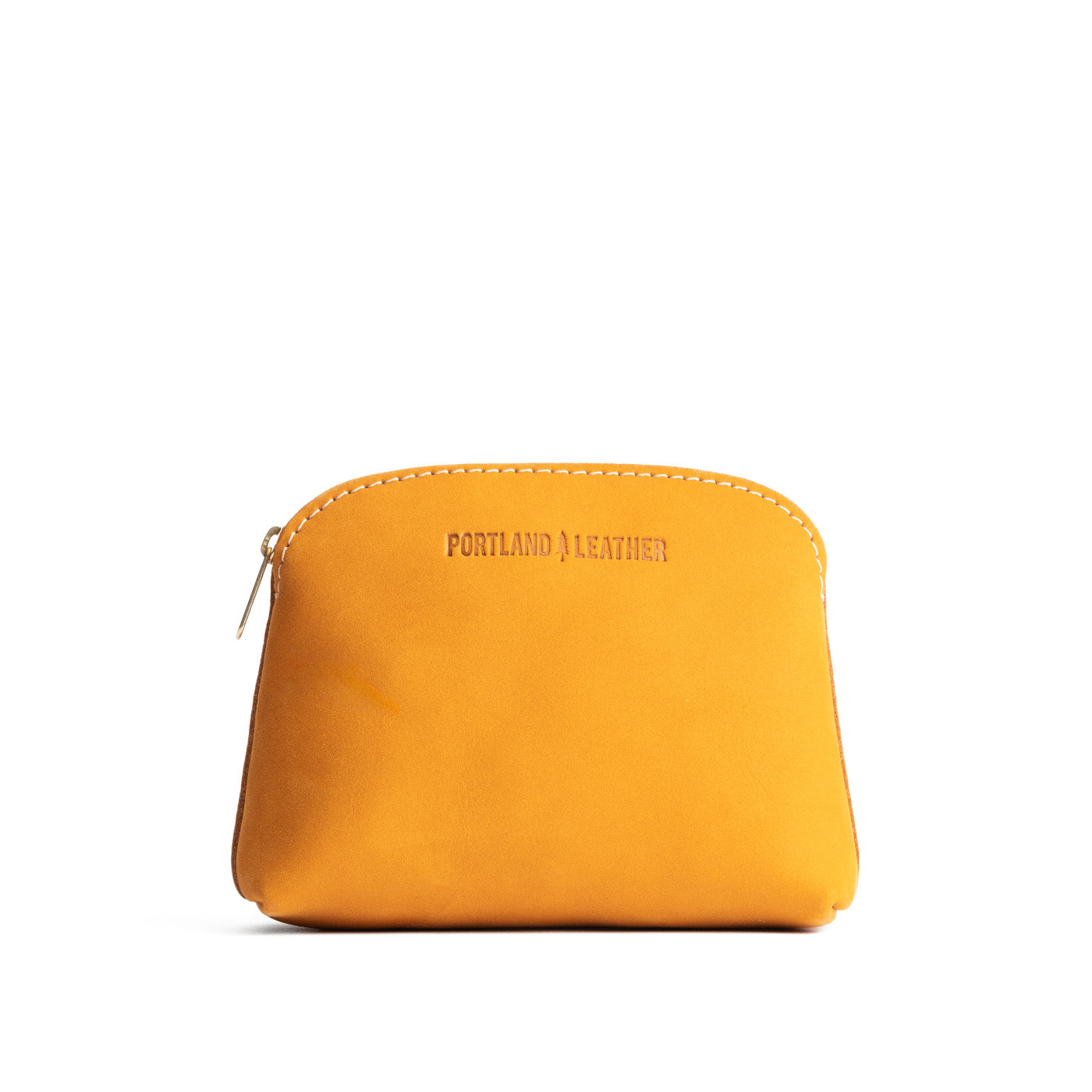 Turmeric*Classic | Compact leather pouch with top zipper