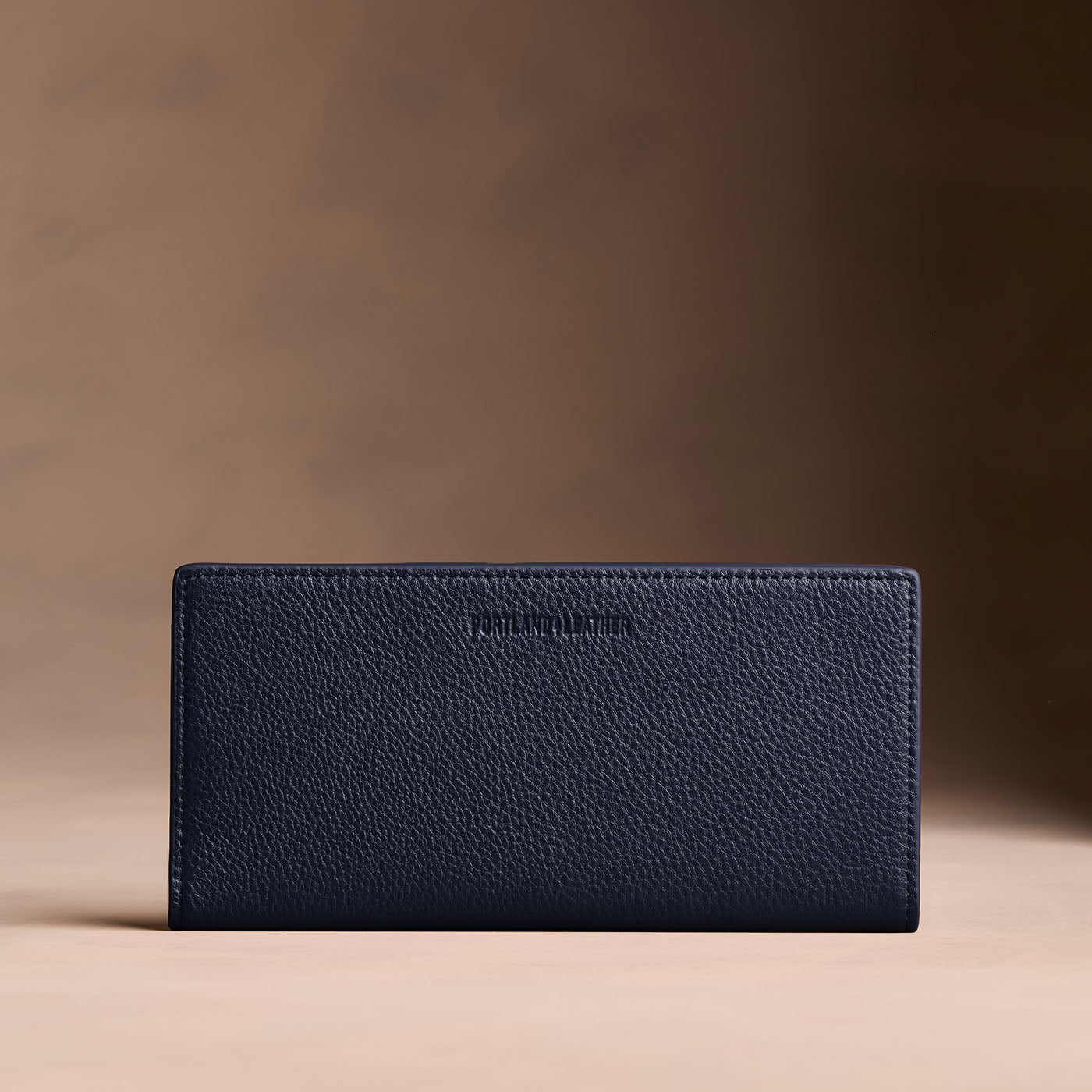 Anchor Blue*Large | Slim leather bifold wallet with multiple card slots and a zippered back pocket
