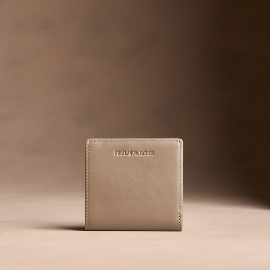 Satine*Small | Petite slim leather bifold wallet with multiple card slots and a zippered back pocket
