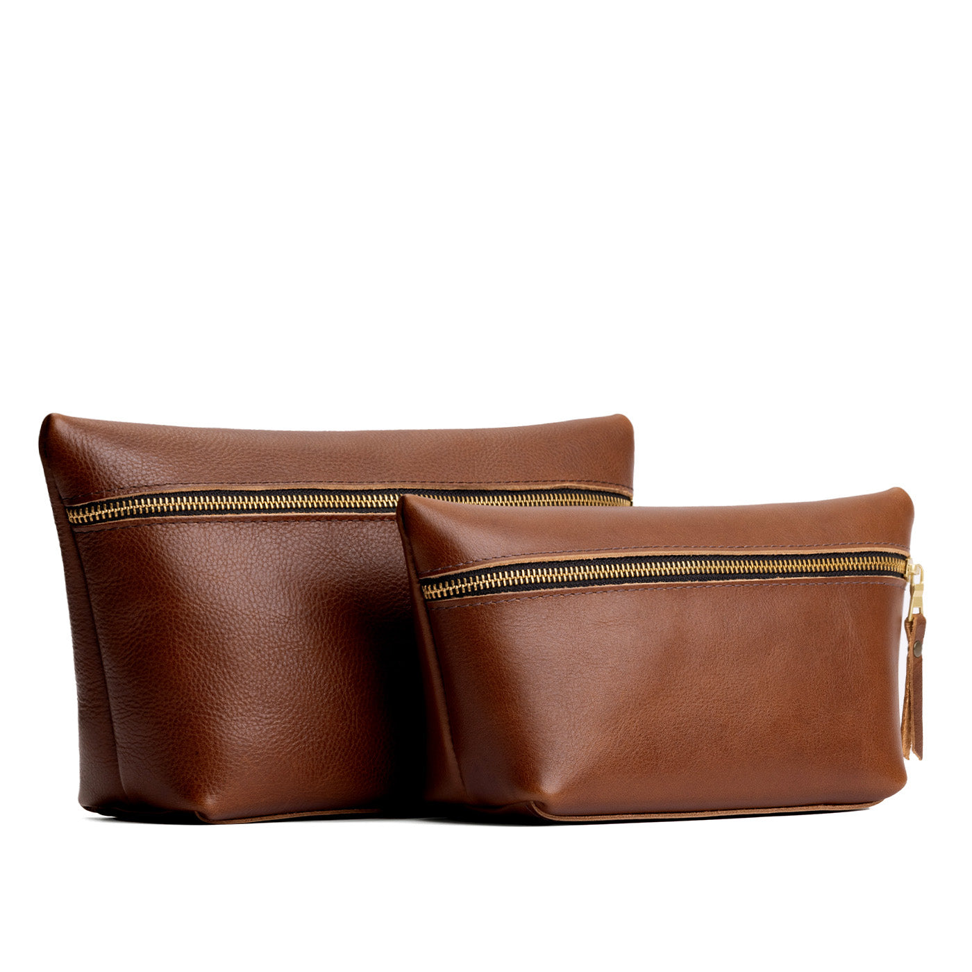 Carajillo | Two large leather makeup bags with zipper
