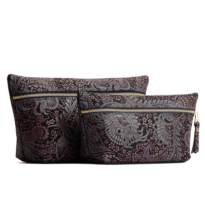 Masquerade | Two large leather makeup bags with zipper