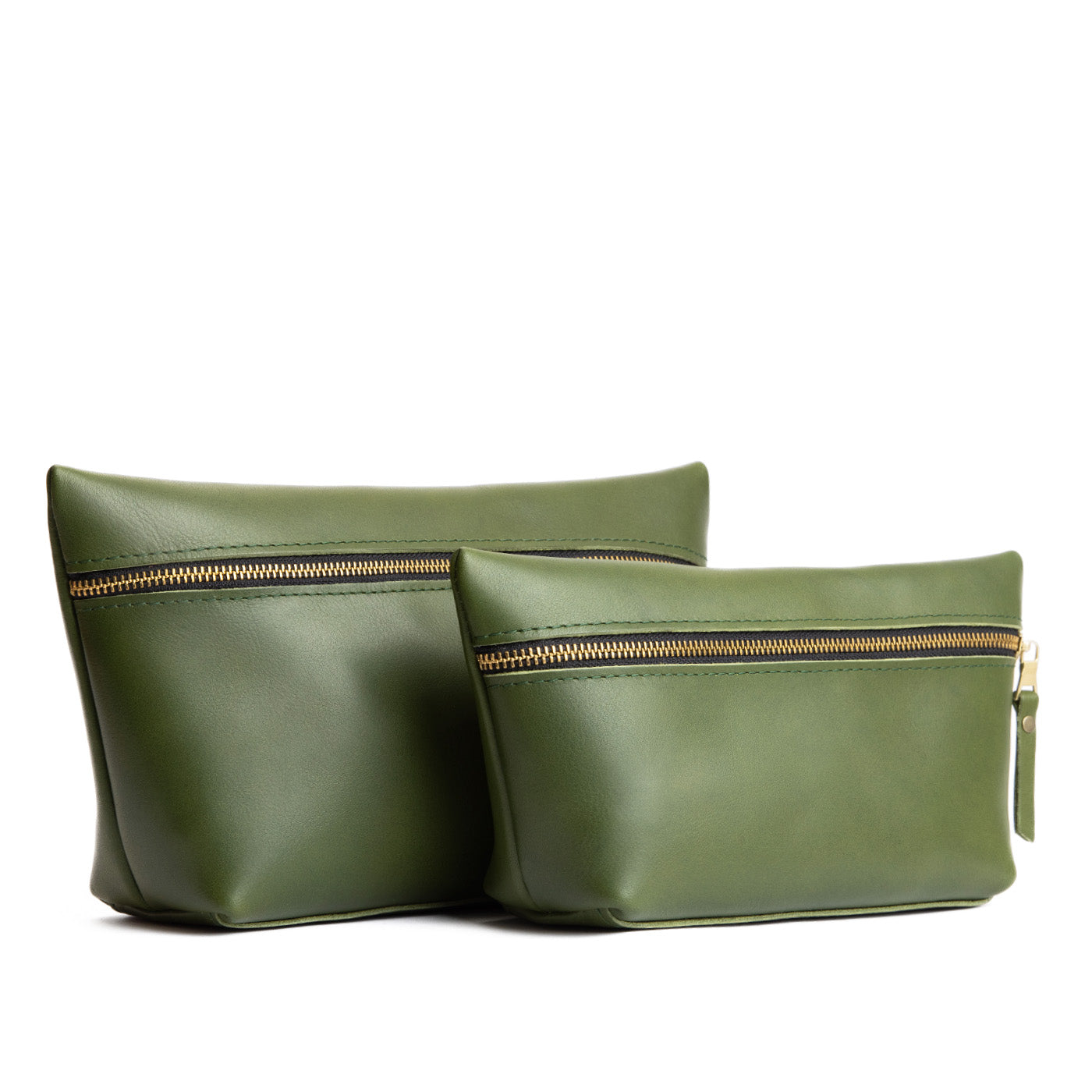 Pine | Two large leather makeup bags with zipper