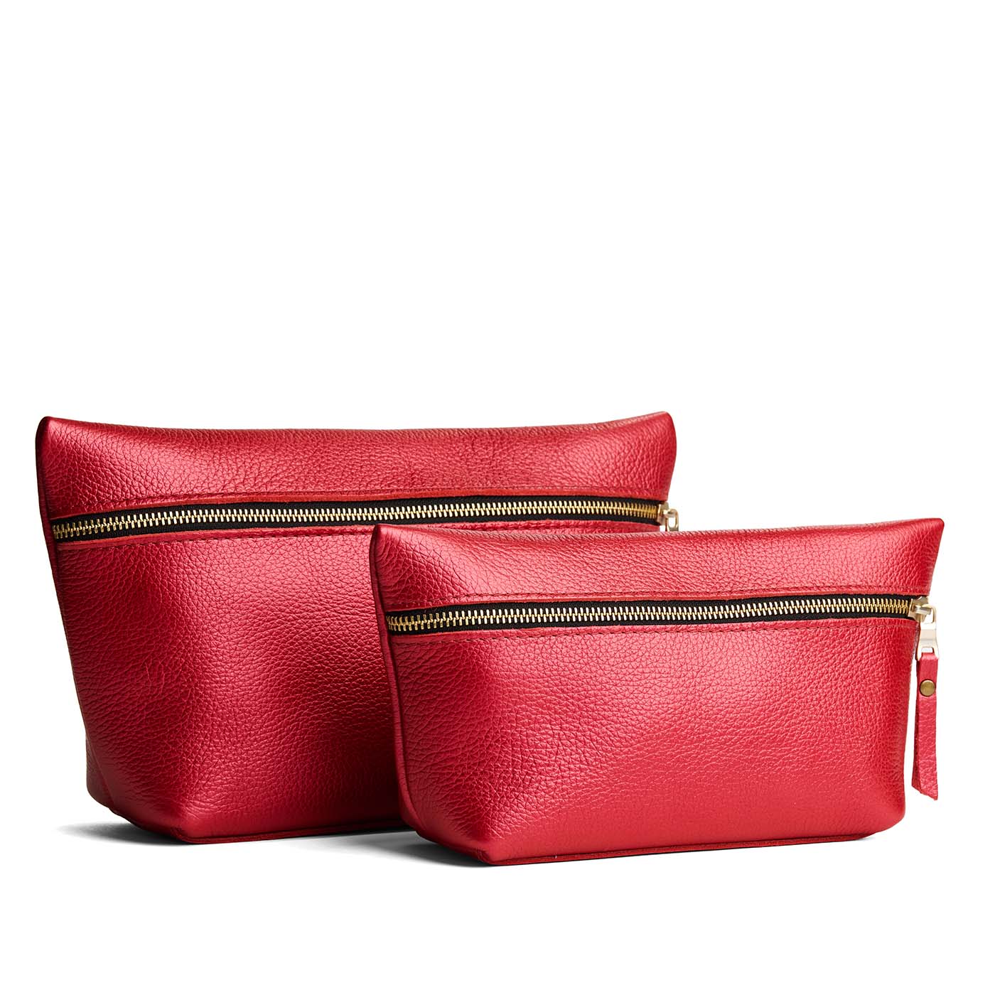 Reba Red | Two large leather makeup bags with zipper