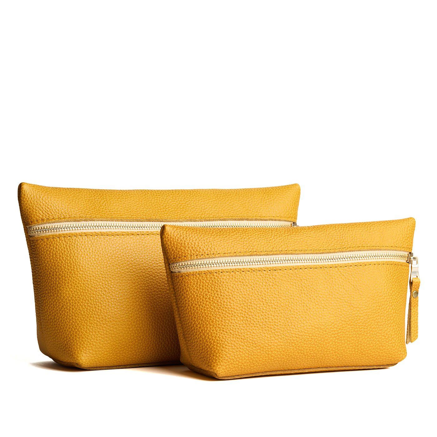 Sunshine | Two large leather makeup bags with zipper