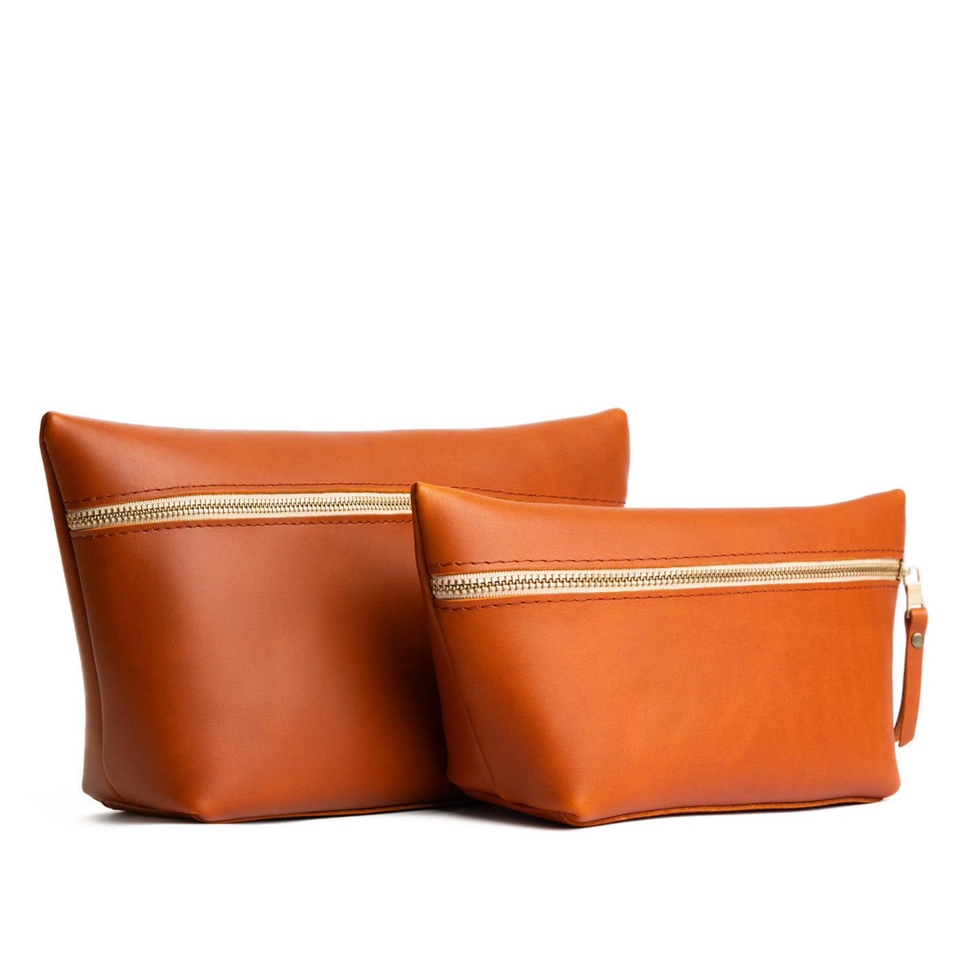 Tuscany | Two large leather makeup bags with zipper