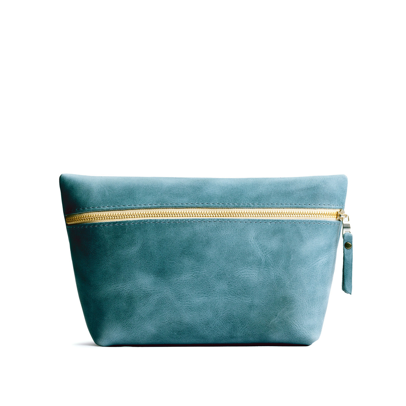 Aqua*Extra Large | Large leather makeup bag with zipper