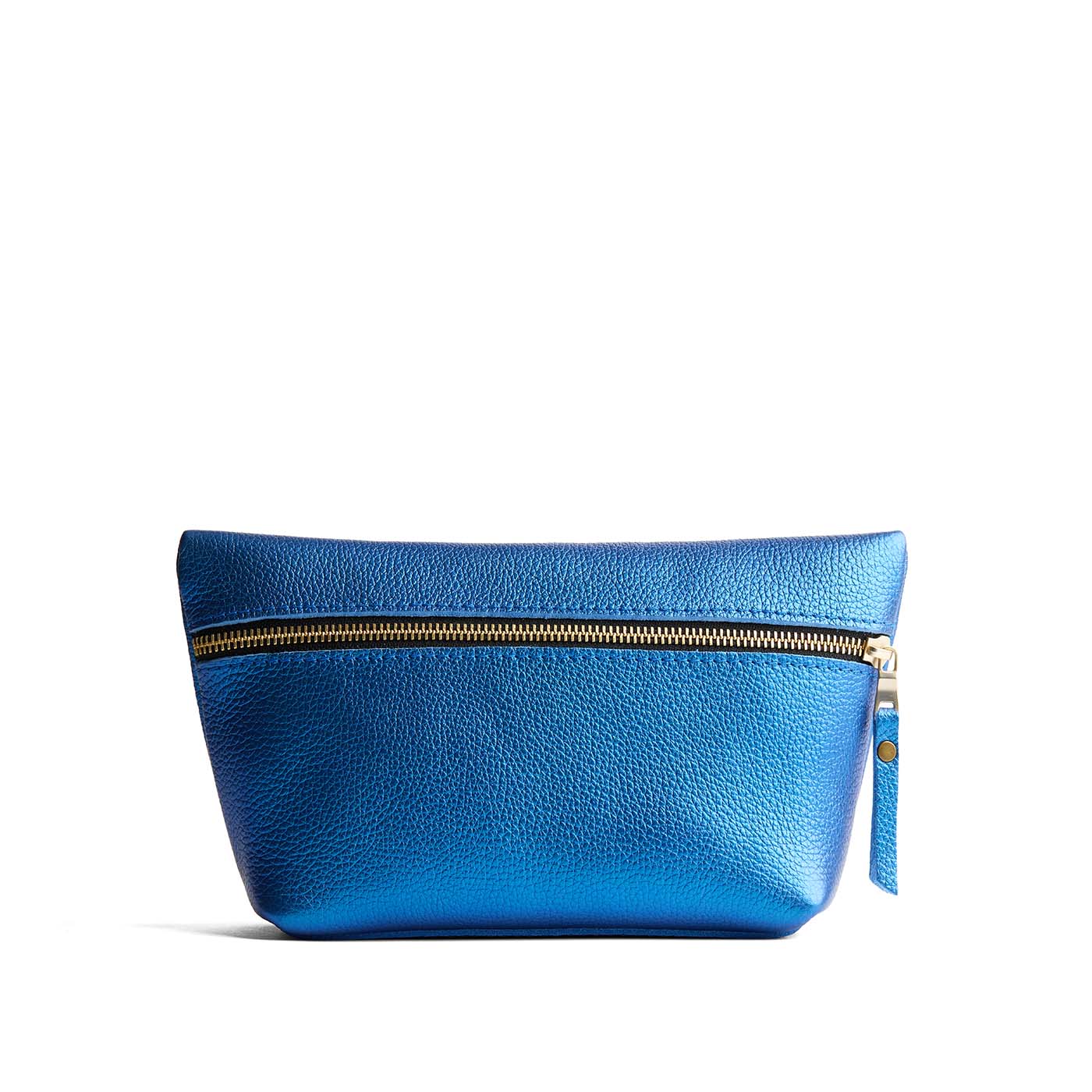 Comet Blue*Large | Large leather makeup bag with zipper