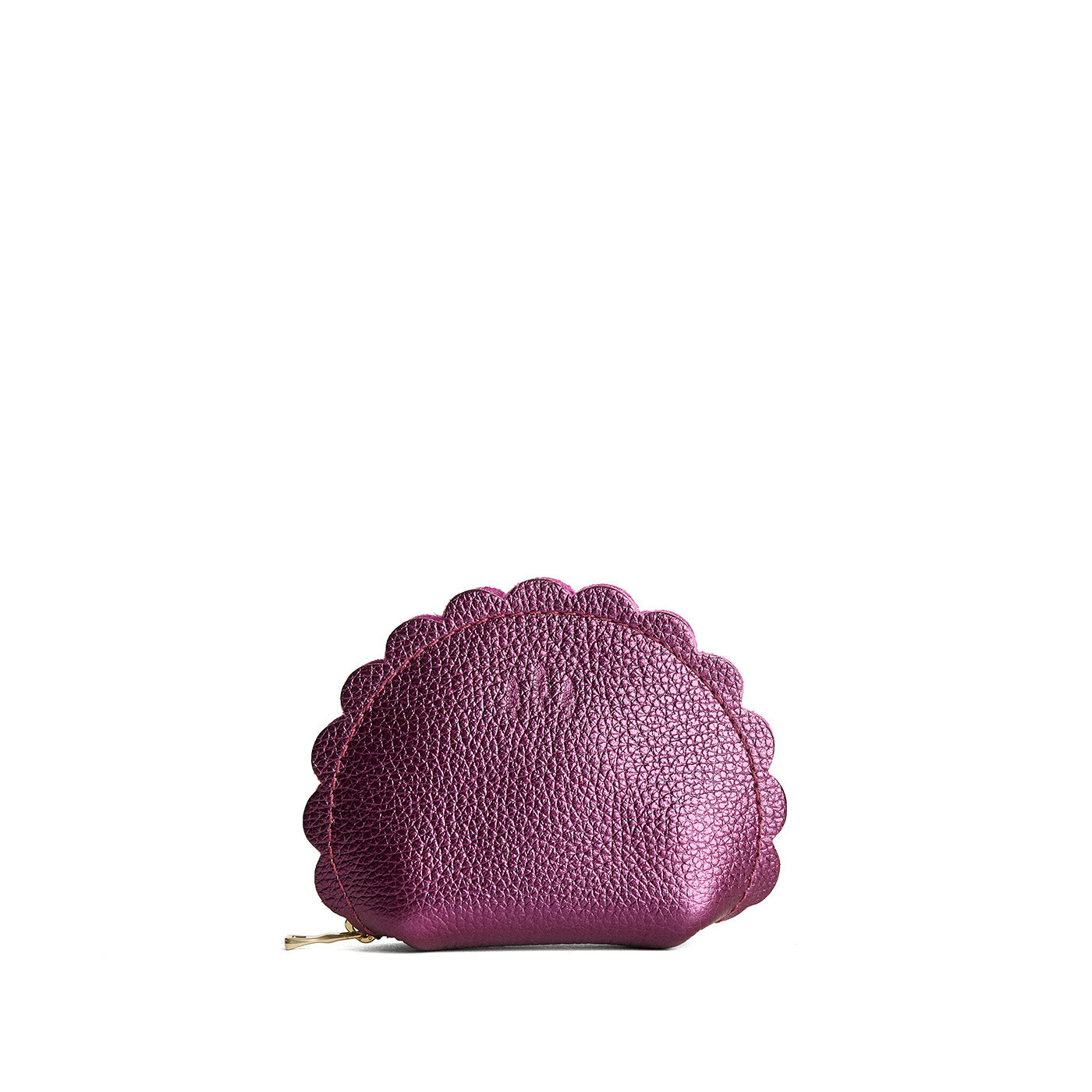 Ultra Violet*Small | Curved leather pouch with zipper and scalloped edges