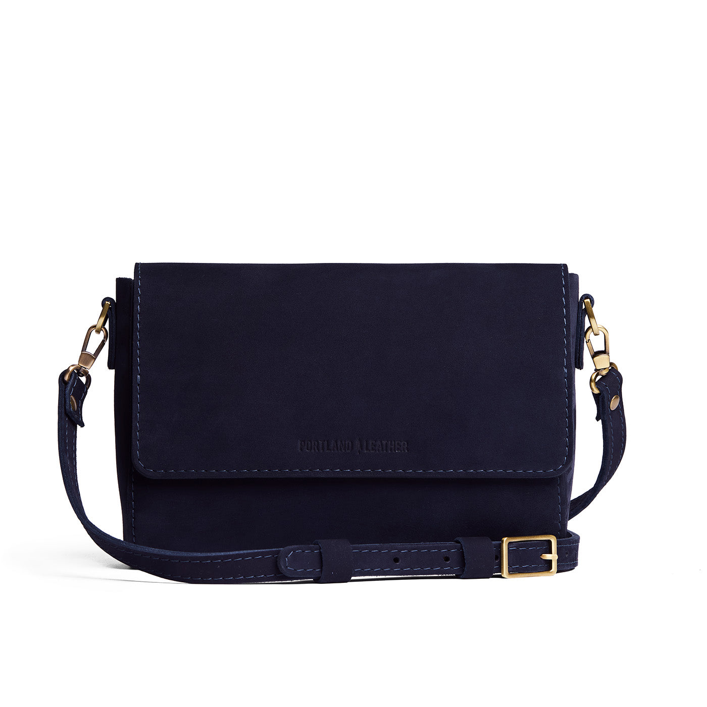 Velvet Blue*Medium | Leather Crossbody Bag with Magnetic Messenger Bag Closure
