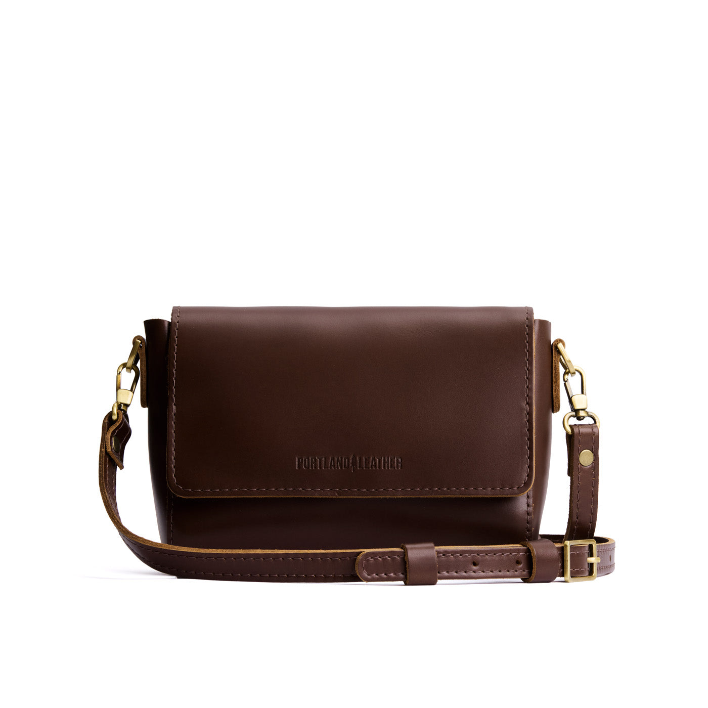 Chocolate Brown*Mini | Leather Crossbody Bag with Magnetic Messenger Bag Closure
