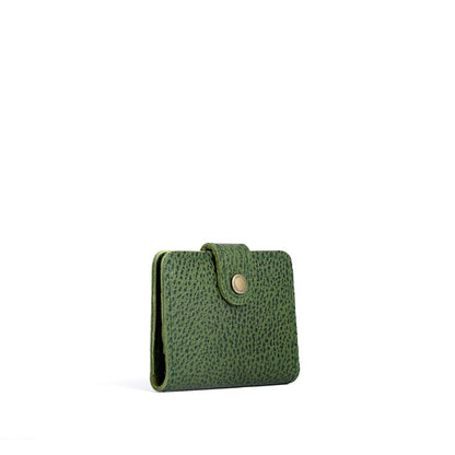 Avocado | Small leather bifold wallet with snap closed