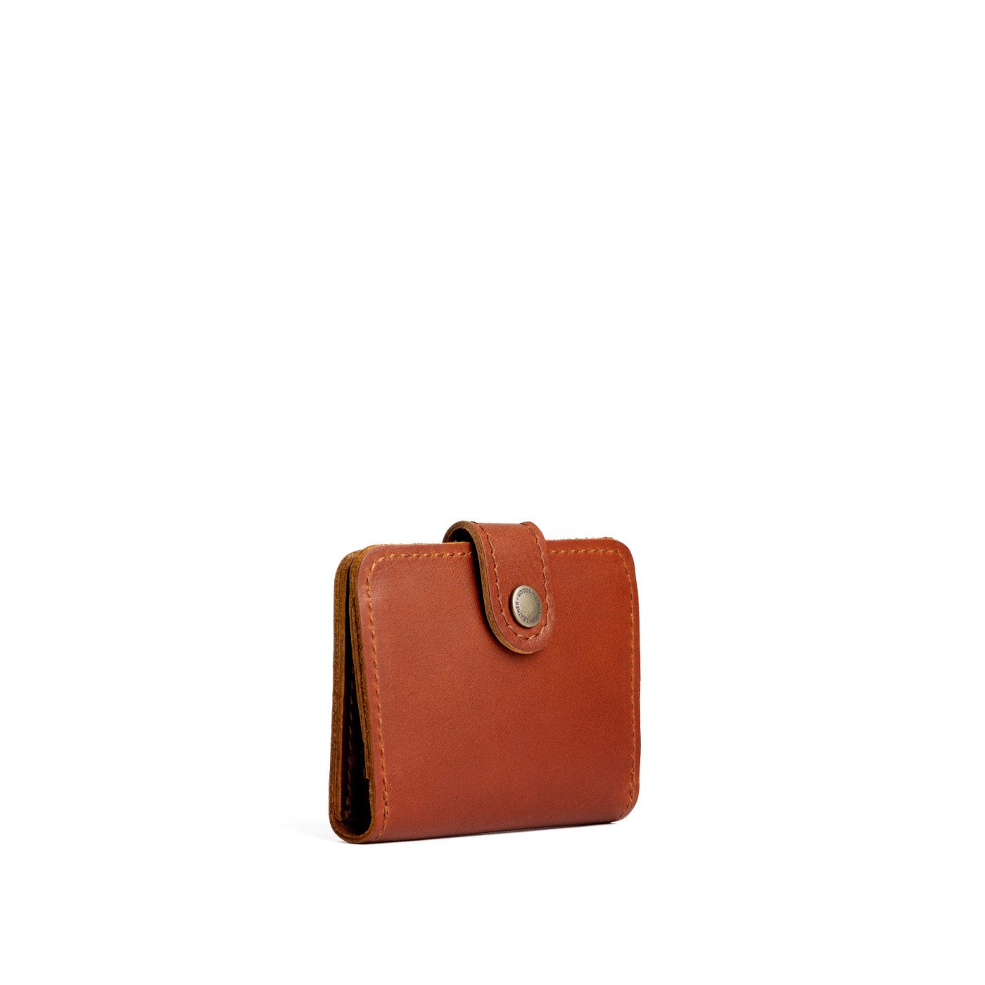 Chestnut | Small leather wallet with snap closed