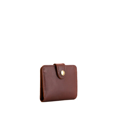 Cognac | Small leather wallet with snap closed
