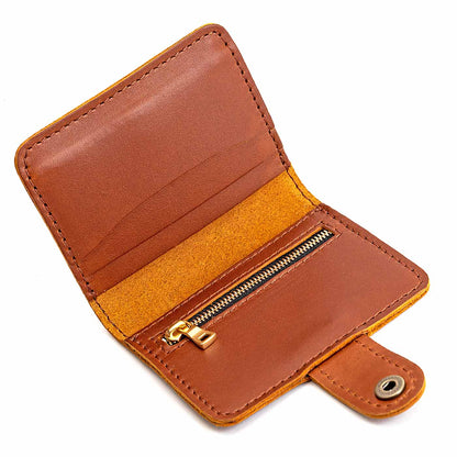 Honey | Small leather wallet with snap open