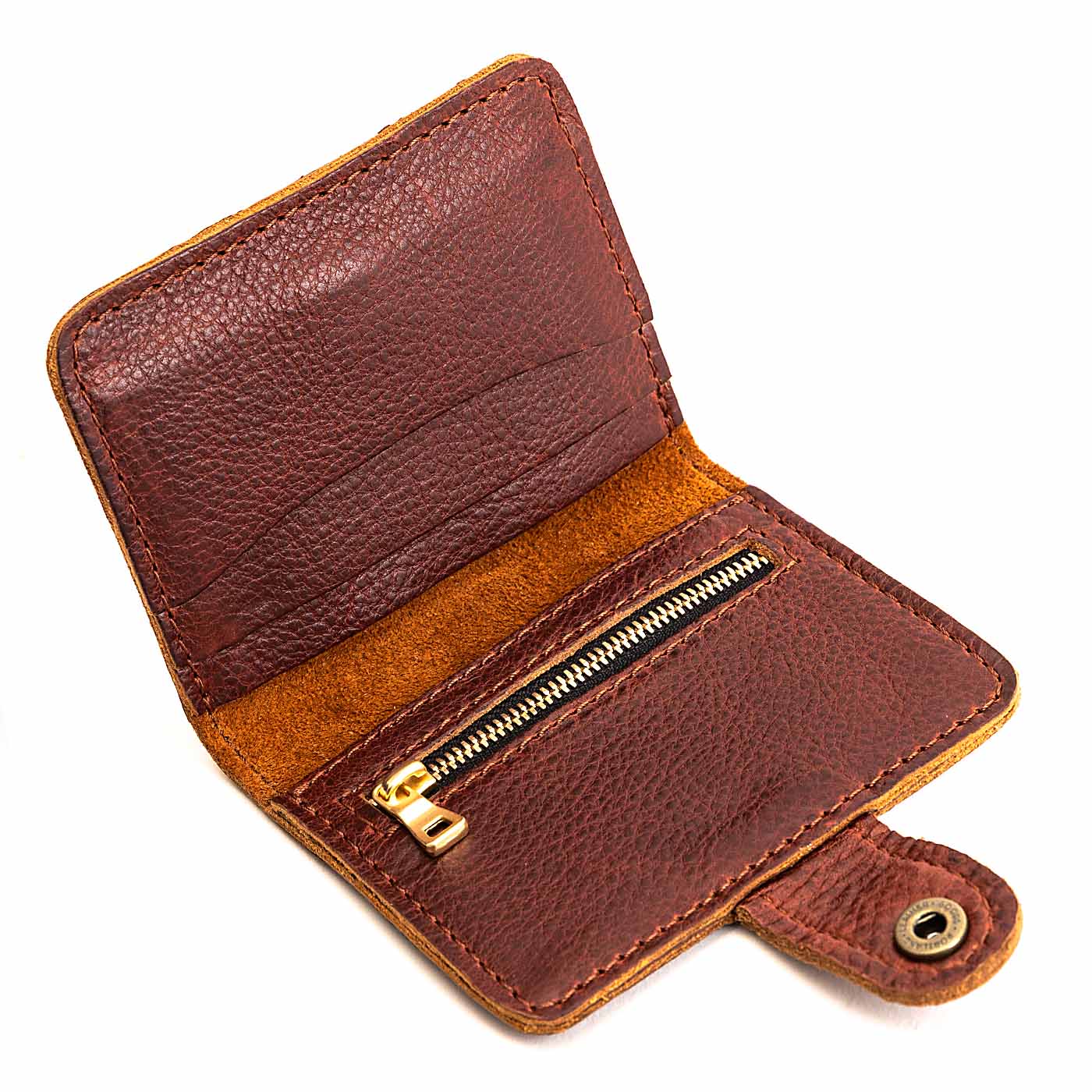 Nutmeg | Small leather wallet with snap open