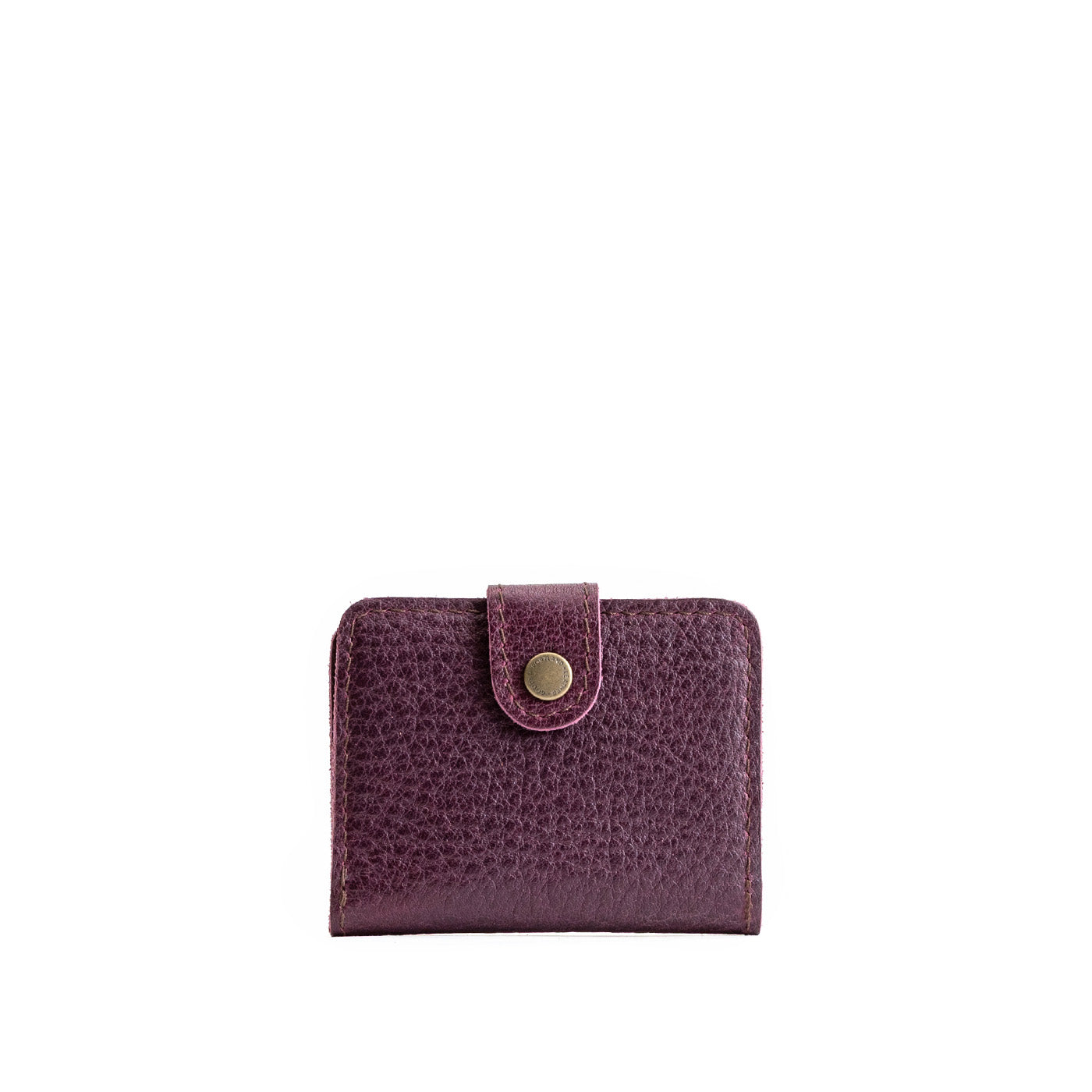 Plum | Small leather wallet with snap closed
