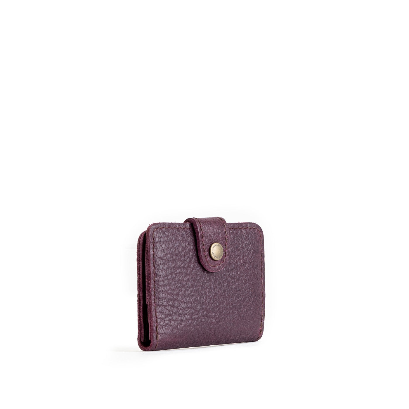 Plum | Small leather wallet with snap closed
