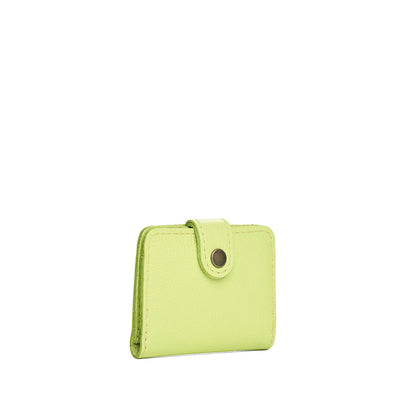 Shadow Lime | Small leather wallet with snap closure