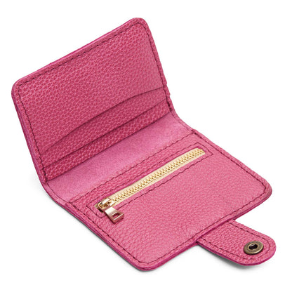 Wild Rose | Small leather bifold wallet with snap open