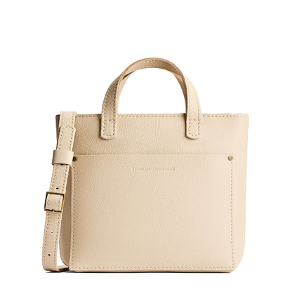 Pebbled Bone*Zipper | Crossbody tote bag with zipper closure and front pocket