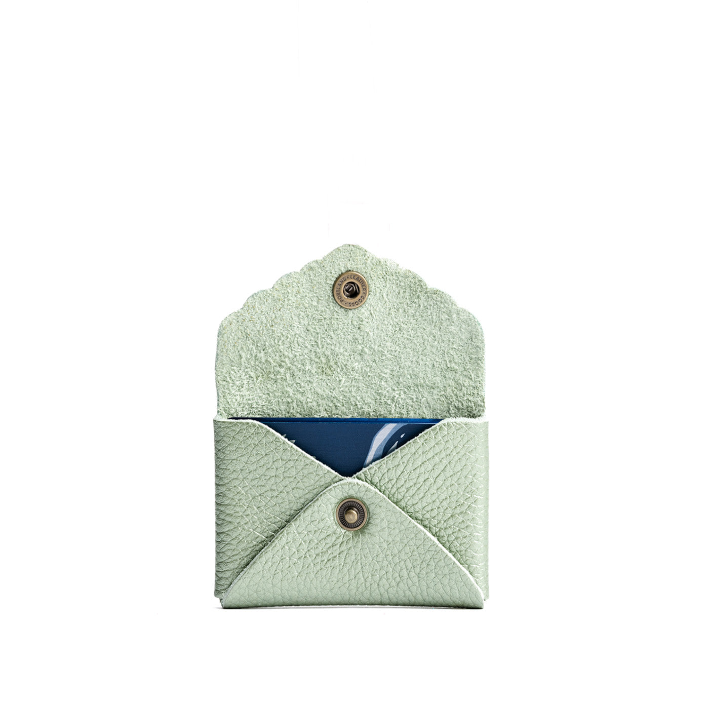 Beetle | Small leather card wallet with scalloped edge open