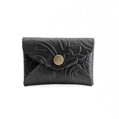 Dahlia | Small leather wallet with scalloped edge