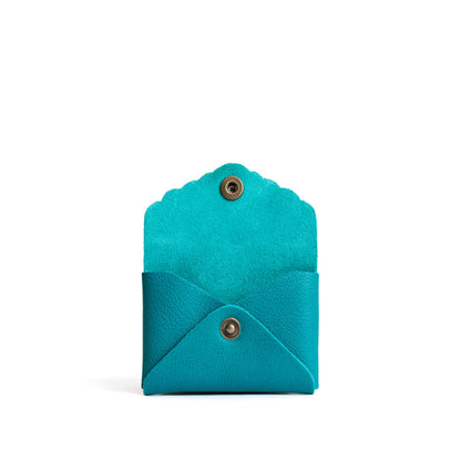 Baja | Small leather wallet with scalloped edge open